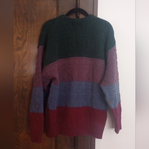 Eddie Bauer 100% Cotton Crewneck Sweater Striped Color Block - Picture 2 of 5